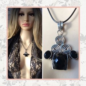 🌸 ONYX TRIBAL PENDANT NECKLACE GOTHIC WICCAN BOHO GEMSTONE BLACK GOTH CELTIC